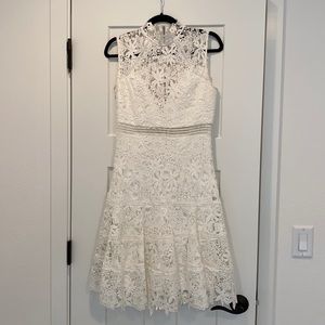 Bardot Mock Neck Lace Dress